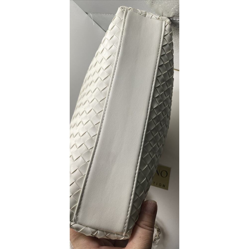 Bueno WhiteFaux Leather Bag Purse Chain Woven Shoulder Strap NWT - Picture 9 of 10